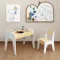 Kids Table Set With One Chair, Wooden Children Study Table, 2-8 Age Kids Funiture , White Natural - Image 2