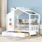 Wooden Twin Size House Bed With 2 Drawers,Kids Bed With Storage Shelf, White - Image 2